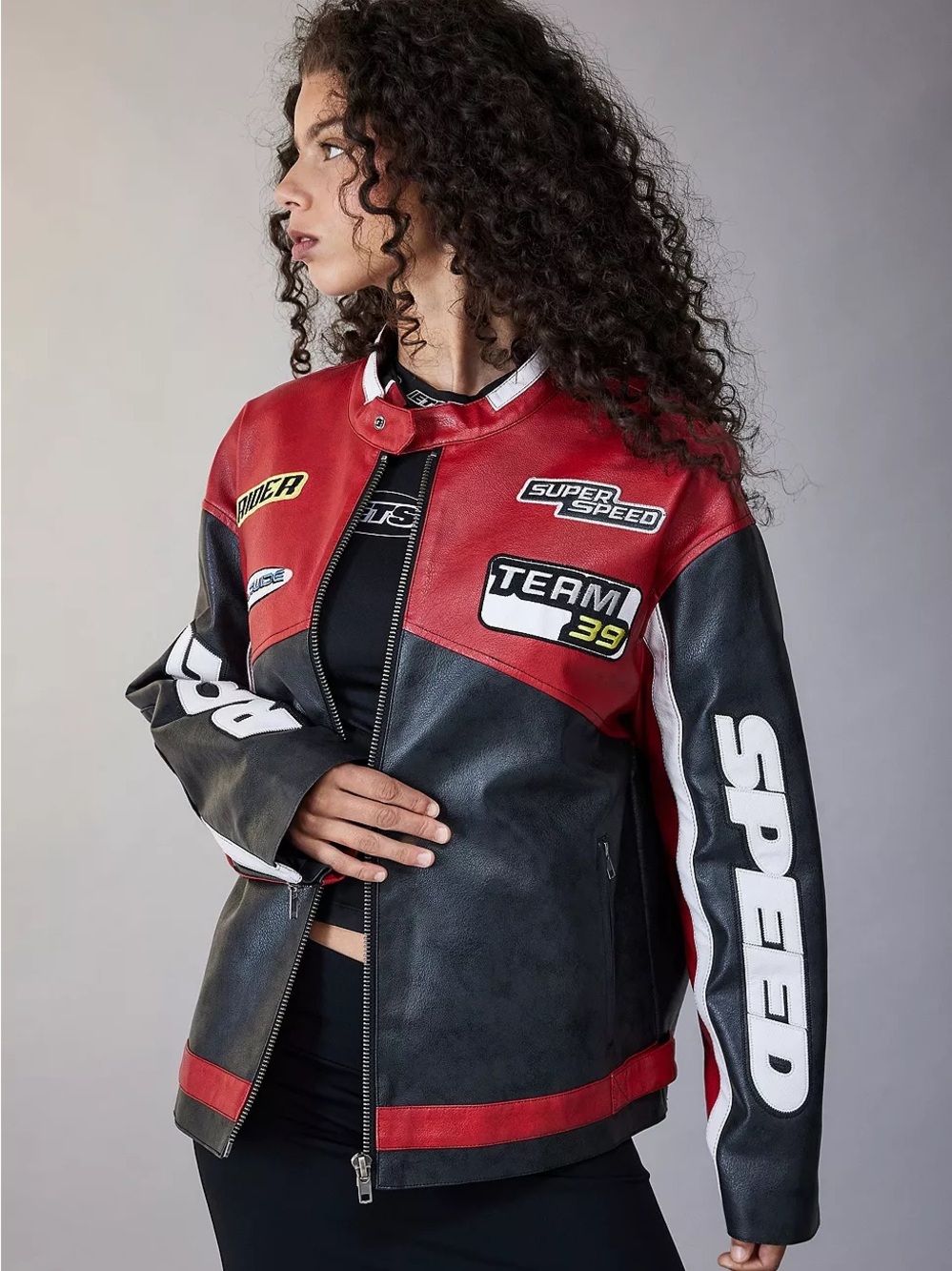 iets frans... Rowan Faux Leather Motocross Jacket size small